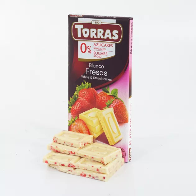 Torras Strawberry - white chocolate bar 75g